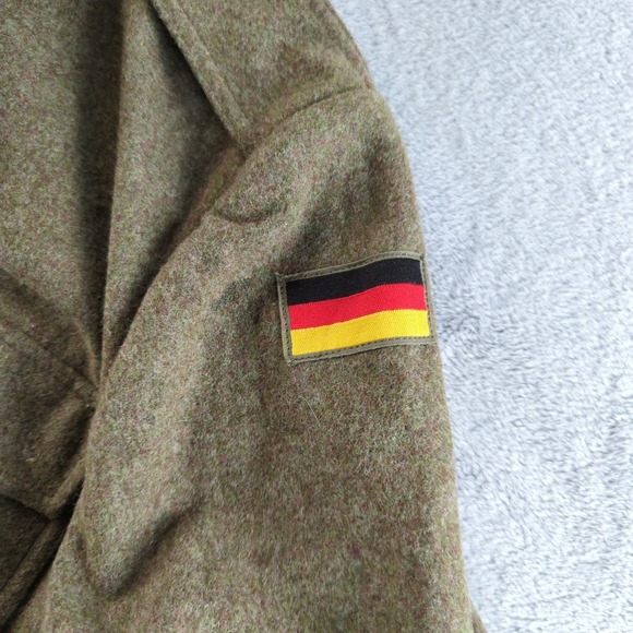 Vintage 80s German Military Field Jacket Mens Large Green Wool Bundeswehr Coat - Picture 3 of 10